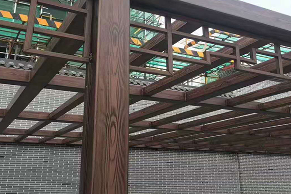 内蒙古车库入口不锈钢仿木纹漆施工